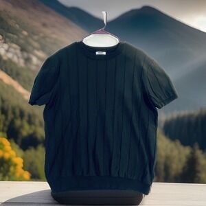 Coofandy Sweater Mens XL Black Short Sleeve Crewneck Knit Pullover Casual